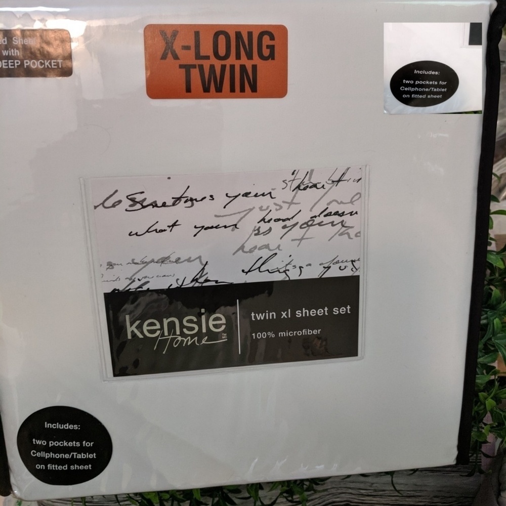 Kensie XL Twin Sheet Set White Deep Pocket